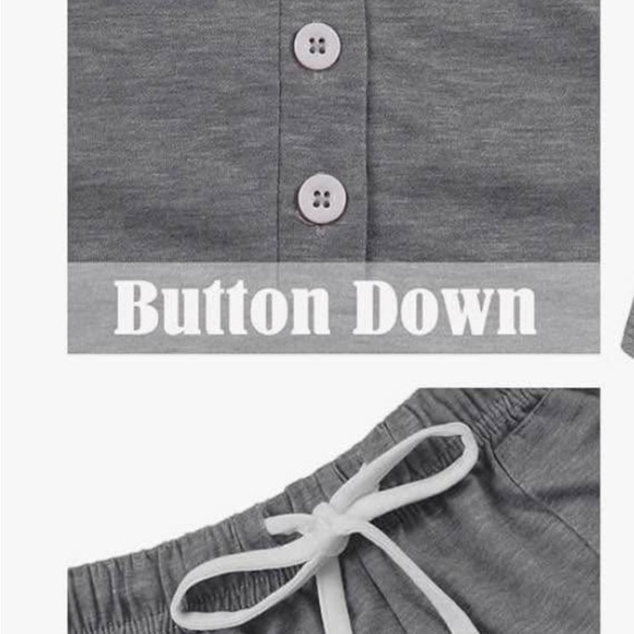 Gray Button-Up Lounge Set - Picture 2 of 4
